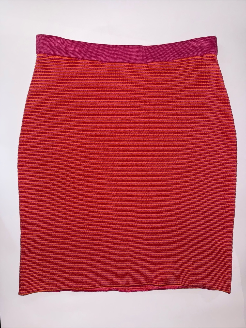 J. McLaughlin Women's Knit Pencil Skirt Pink Orange Striped Zip Knee M